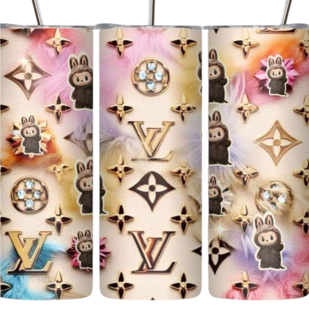 Handmade Louis Vuitton Pastel Multicolor Labubu Tumbler. NWOT